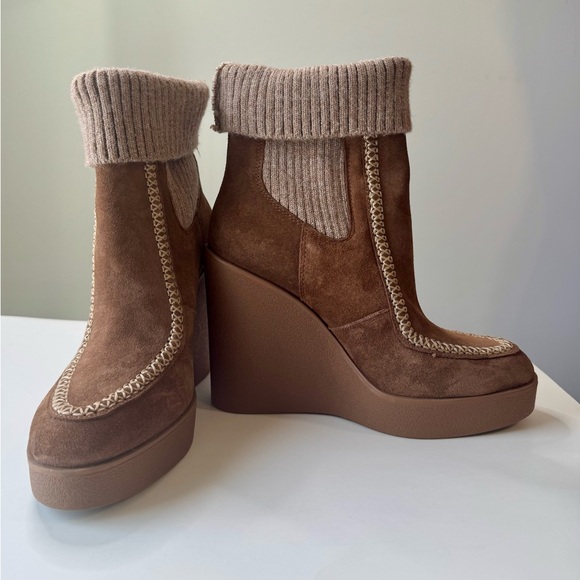 Jessica Simpson Madwen Suede Platform Wedge Booties Chestnut Brown Size 6.5 - Picture 13 of 13
